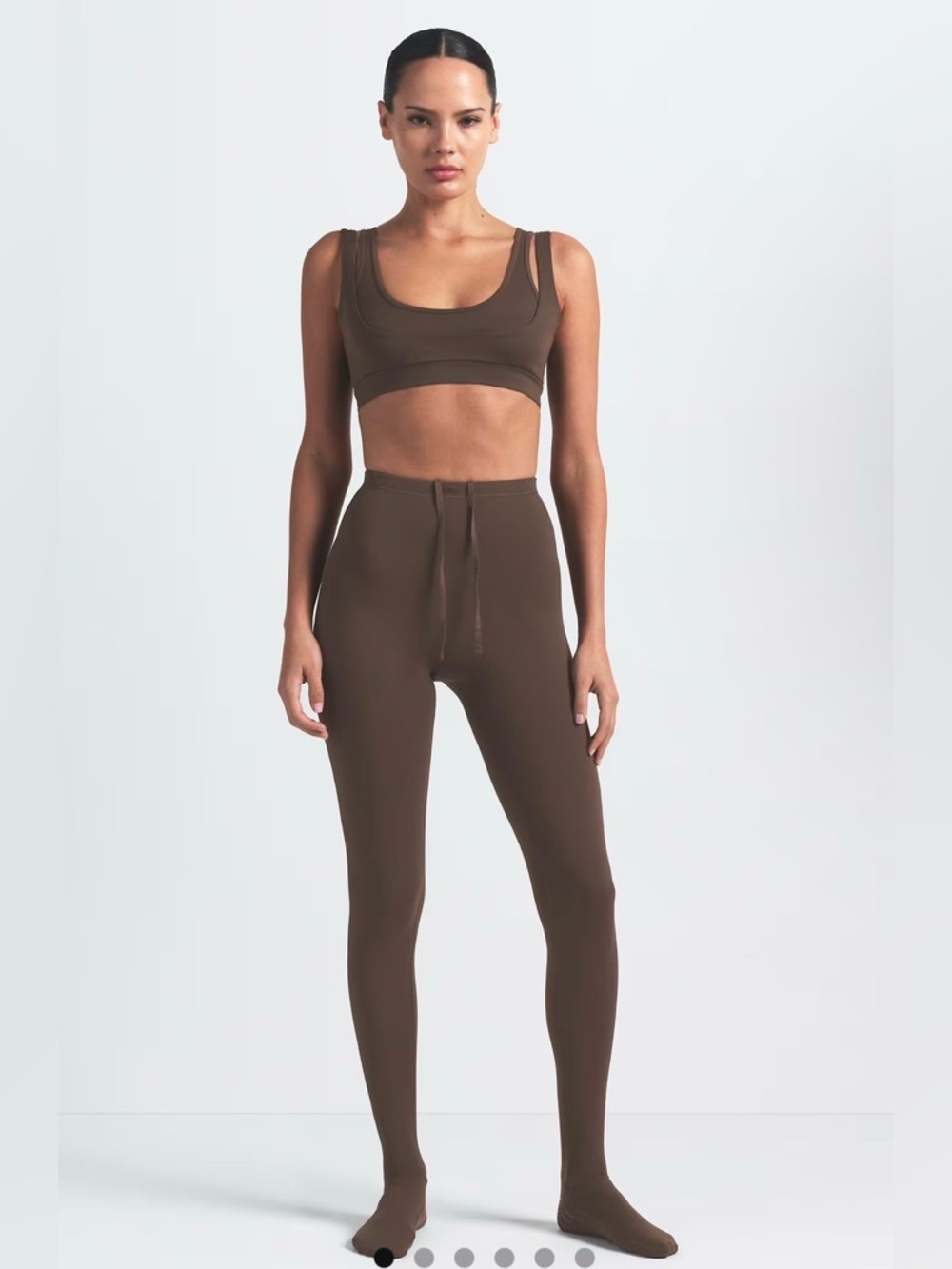 NikeSKIMS Matte High-Waisted Footsie Grip Legging in color darksepia size small